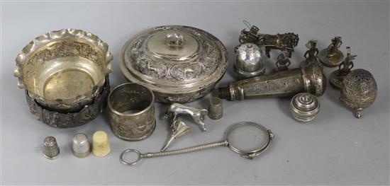 A group of assorted Indian silverwares etc